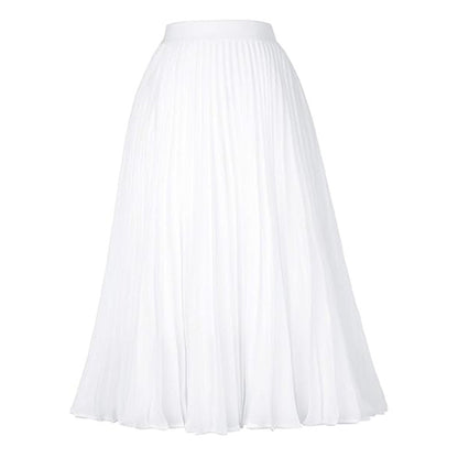 Falda plisada de cintura alta de color sólido informal de moda para mujer