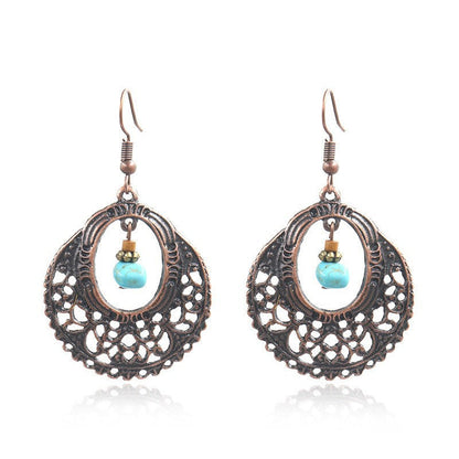 Boucles d'oreilles bohèmes vintage en forme de goutte turquoise