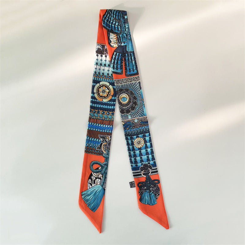 Bufanda con asa para bolso con lazo estampado de moda
