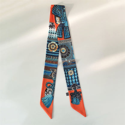 Bufanda con asa para bolso con lazo estampado de moda