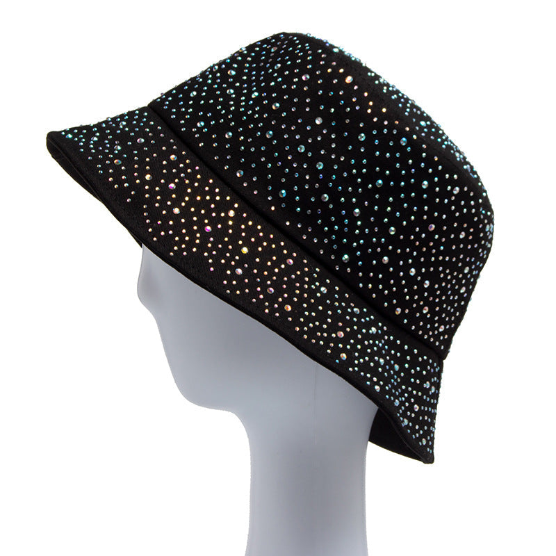 Women Simple Fashion Rhinestone Sunshade Bucket Hats