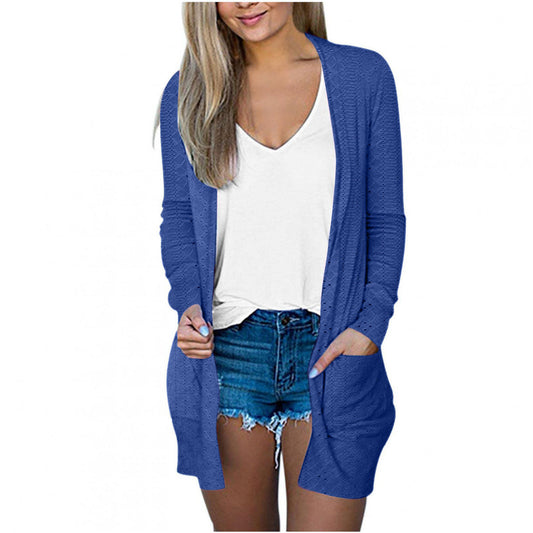 Abrigo informal holgado de manga larga de color liso para mujer