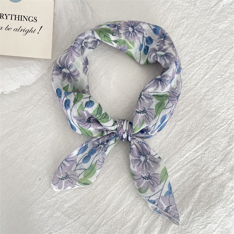 Bufanda floral de lino y algodón de moda de verano para mujer