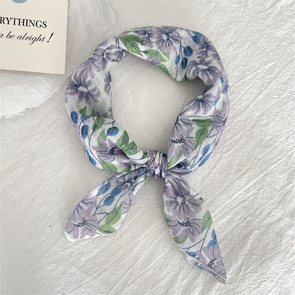 Bufanda floral de lino y algodón de moda de verano para mujer