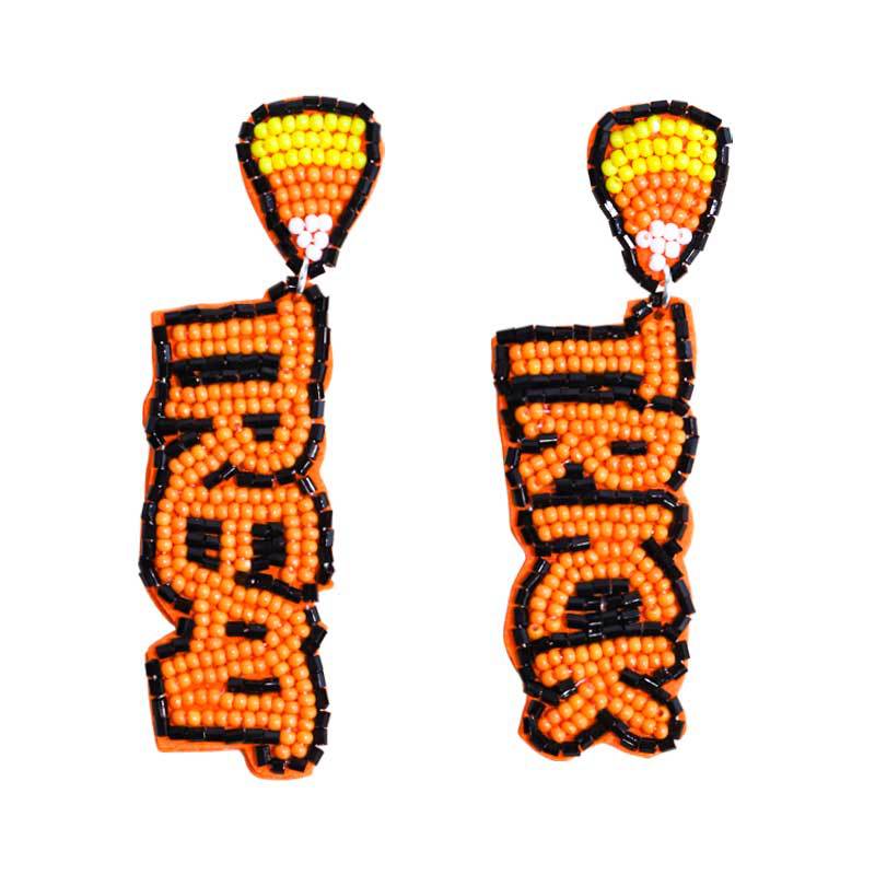 Pendientes de cuentas divertidos con dibujos animados de Halloween para mujer