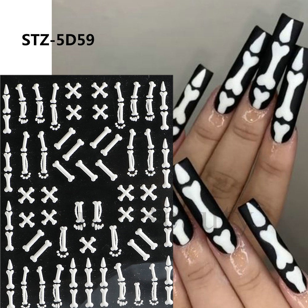 Pegatina para uñas con diseño de araña y máscara de labios de Halloween