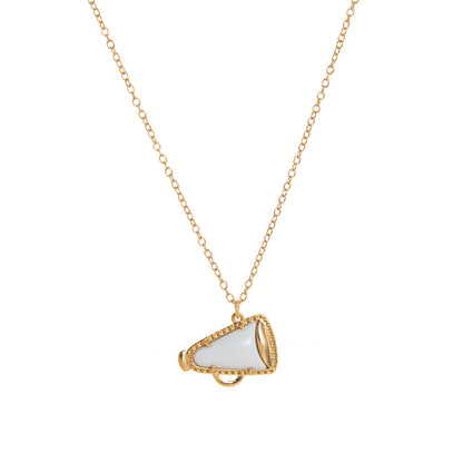 Collar sencillo de cuerno con gotero de aceite para mujer, con colgante geométrico de nácar.