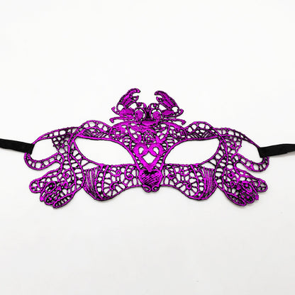 Masque en métal drôle en dentelle à la mode, masque papillon en fer rose doré pour hommes et femmes