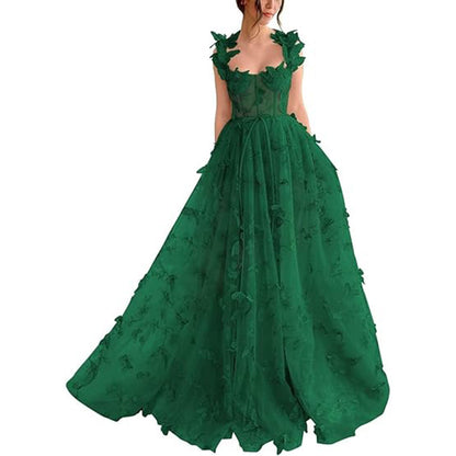 Vestido de fiesta elegante con abertura de encaje para mujer