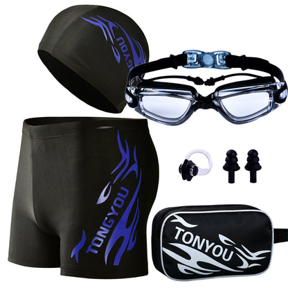 Conjunto de traje de baño con gorra y gafas estampadas informales a la moda para hombre