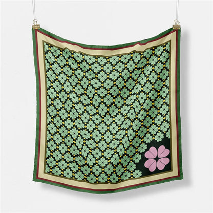 Pañuelo cuadrado de seda estampado a la moda para mujer con estilo artístico retro