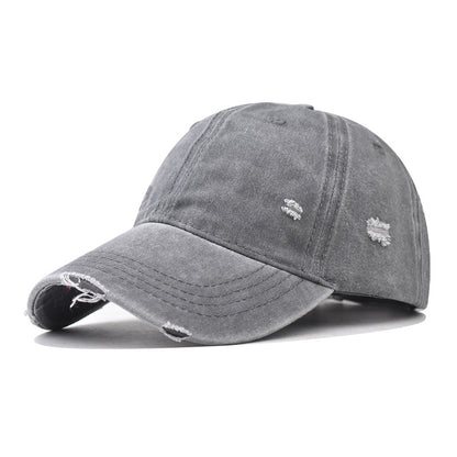 Fashion Casual Solid Color Ripped Baseball Cap Cotton Unisex Style