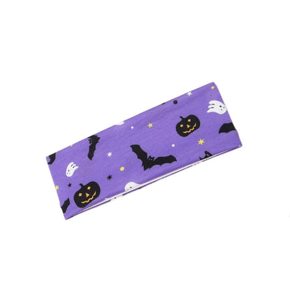 Bandeau de yoga pour cheveux en tissu éponge motif crâne d'Halloween, citrouille et toile d'araignée