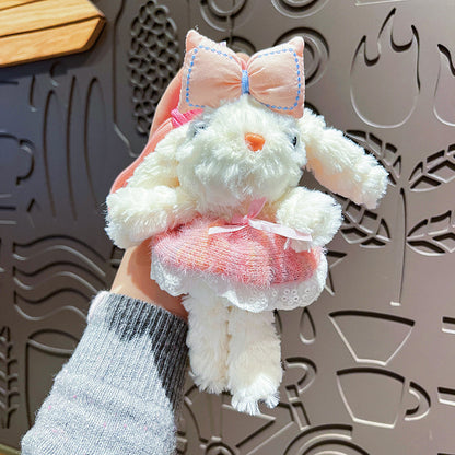 Cute Plush Long Ear Rabbit Keychain with Dress Variations