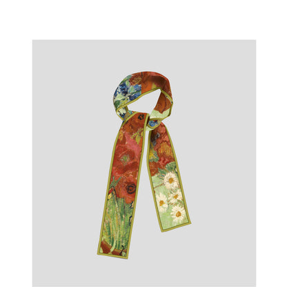Bufanda de seda estampada con pintura al óleo de Van Gogh de moda para mujer