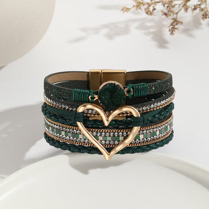 Bohemian Multi-Layer Heart-Shaped Wrap Bracelet