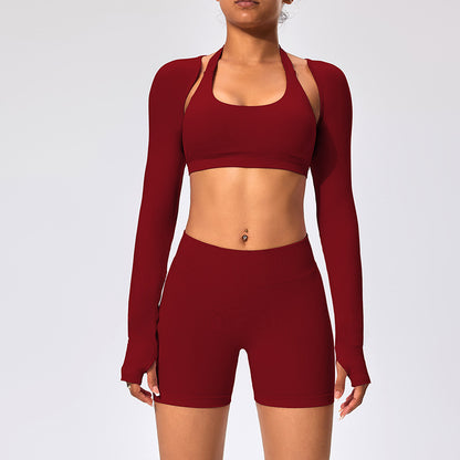 Haut de yoga décontracté à manches longues et couleur unie pour femme