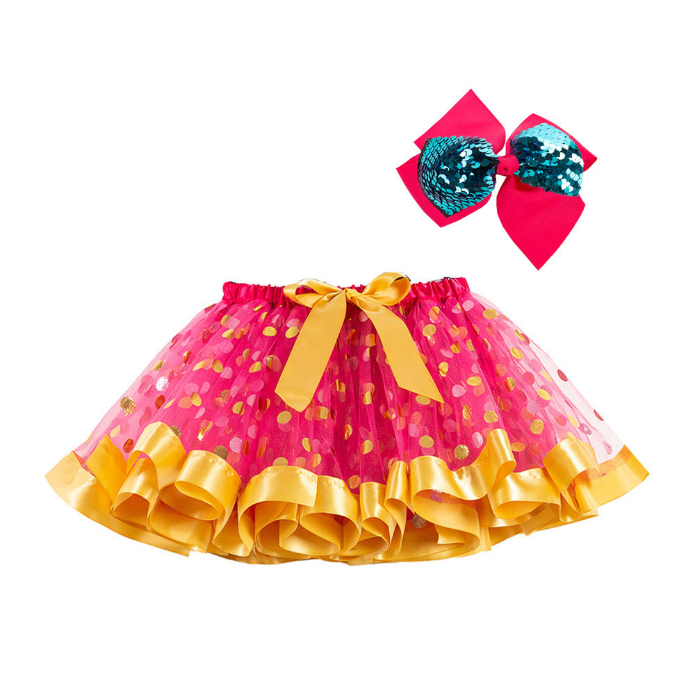 Kids Toddler Girls Halloween Pumpkin Skirt with Sequin Bow