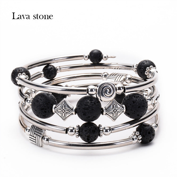 Pulsera de turquesa natural bohemia de moda para mujer