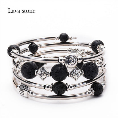 Pulsera de turquesa natural bohemia de moda para mujer