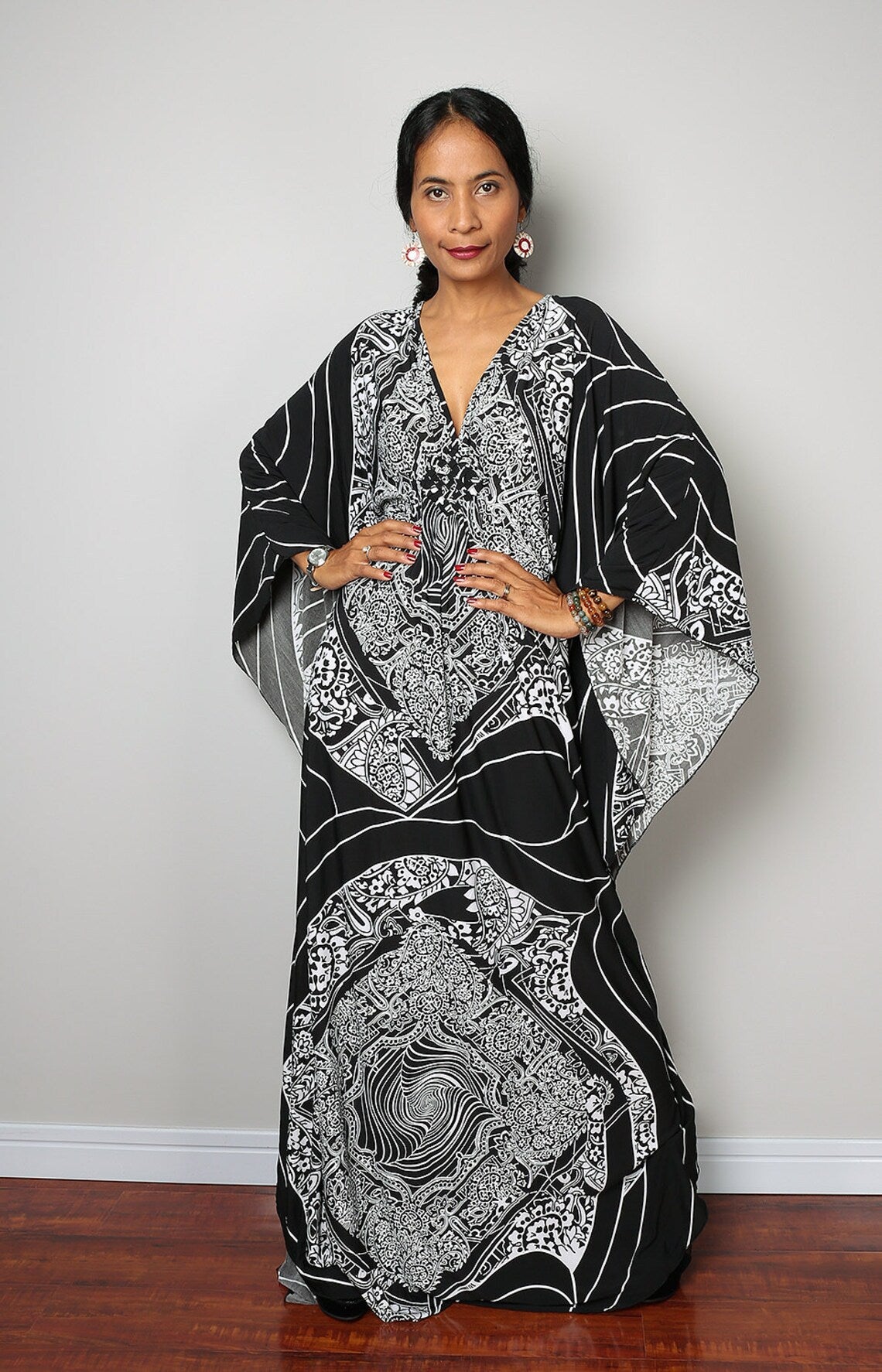 Robe de plage ample en polyester imprimé
