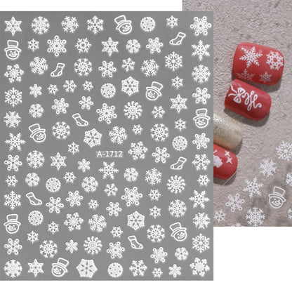 Pegatinas navideñas de copos de nieve para uñas