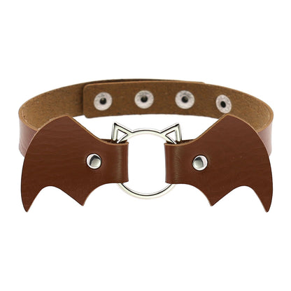 Halloween Women Gothic Bat Pu Leather Chokers