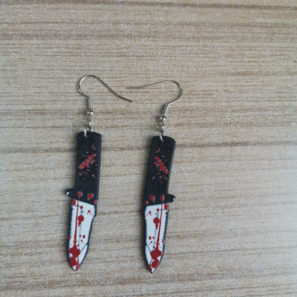 Halloween Women Horror Funny Acrylic Knife Earrings
