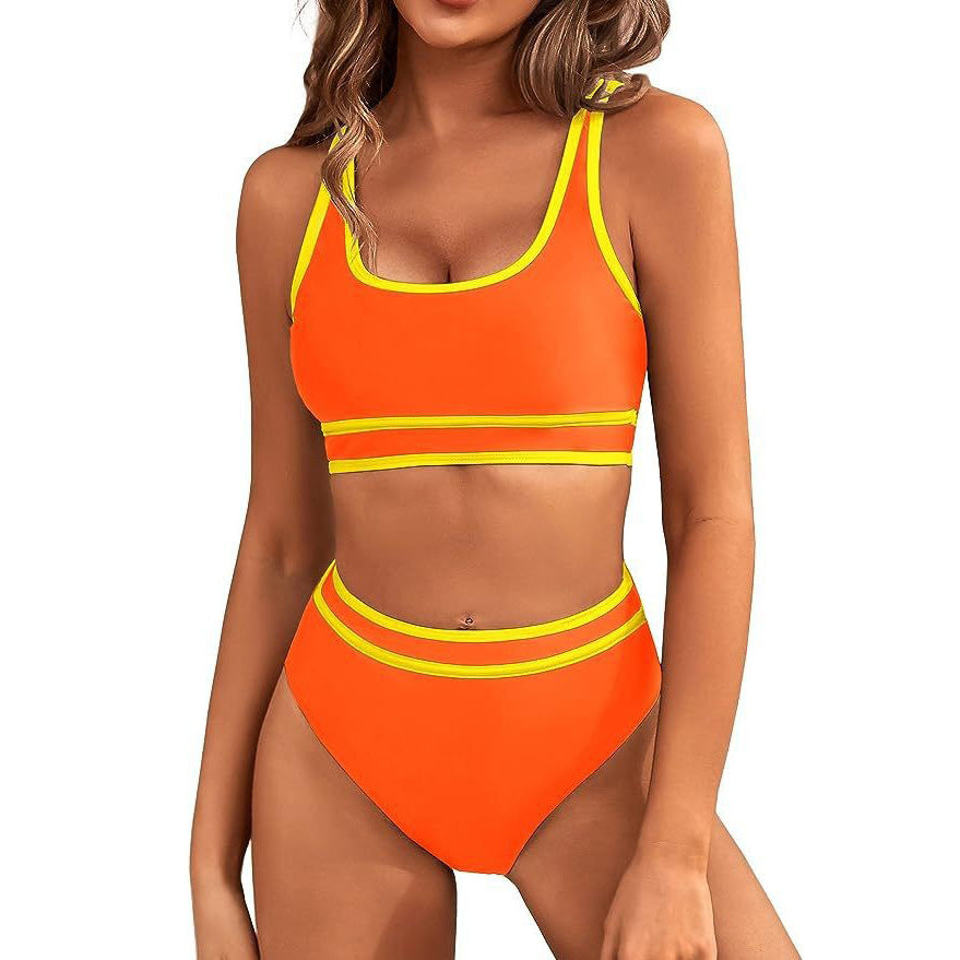 Traje de baño bikini sexy de color sólido a la moda para mujer