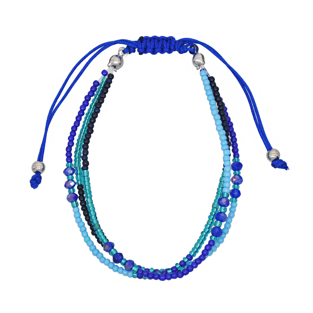 Pulsera bohemia multicolor de tres capas con cuentas, hecha a mano