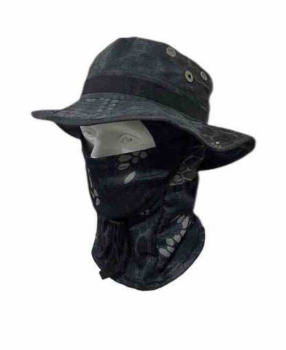 Sombrero Boonie de camuflaje resistente al viento para hombre con mascarilla