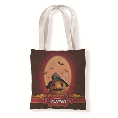 Bolsa de lona con diseño de calabaza y murciélago de Halloween