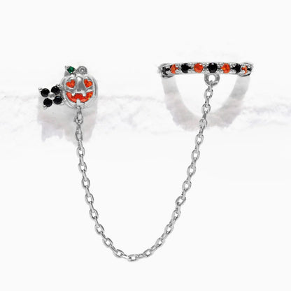 Halloween Black Cat Pumpkin Skull Stud Earrings