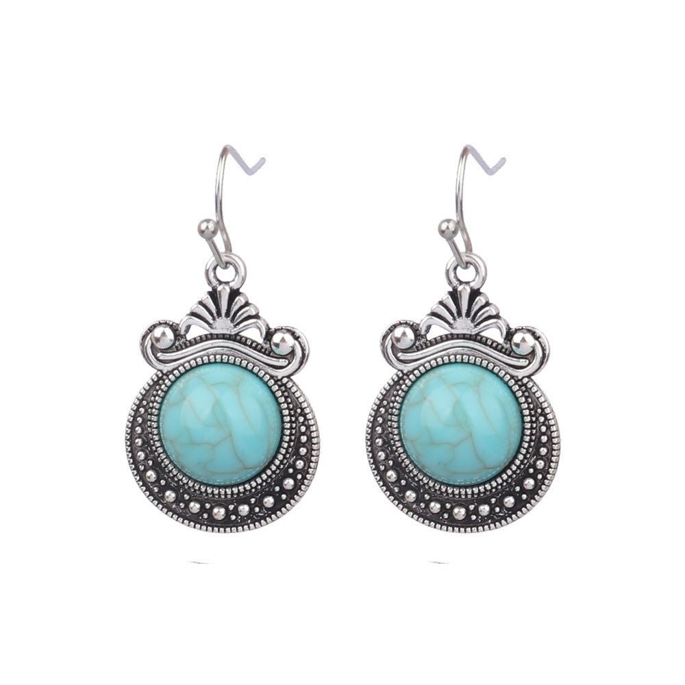 Conjunto de pendientes turquesa retro de estilo étnico bohemio