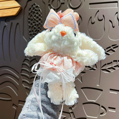 Cute Plush Long Ear Rabbit Keychain with Dress Variations
