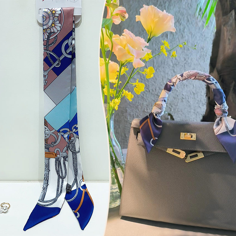 Bufanda con asa para bolso con lazo estampado de moda