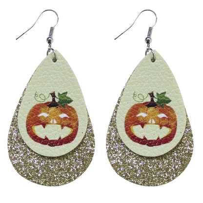 Pendientes de calavera con purpurina para Halloween para mujer