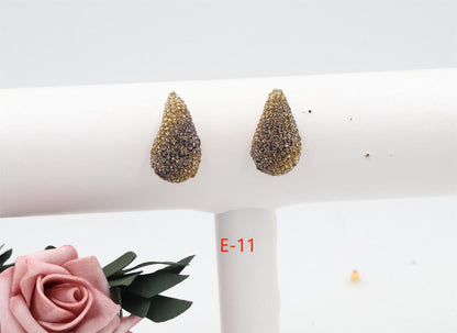 Women Fashion Simple Zircon Water-Drop Earrings