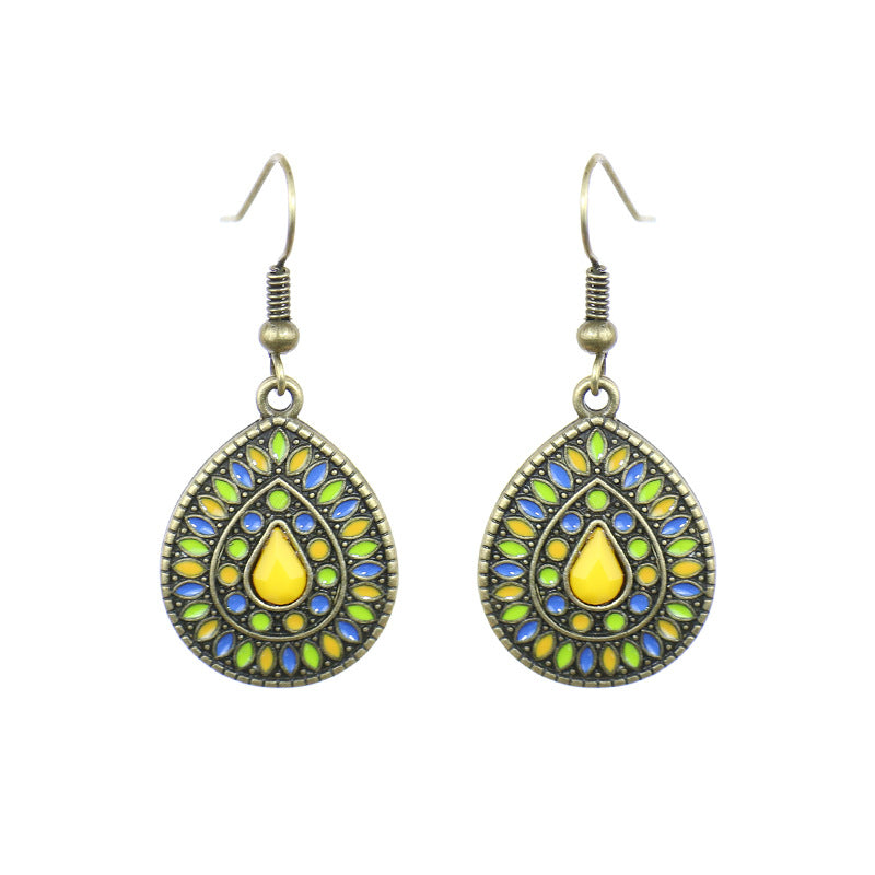 Pendientes geométricos retro de estilo étnico bohemio
