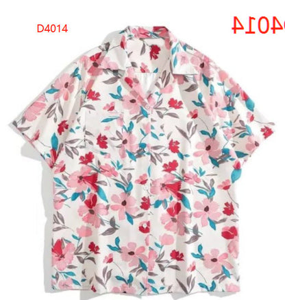Camisa informal vintage con estampado floral hawaiano para hombre