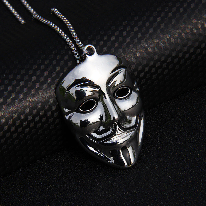 Collar unisex de Halloween con cruz de pez, calavera y mano de diablo