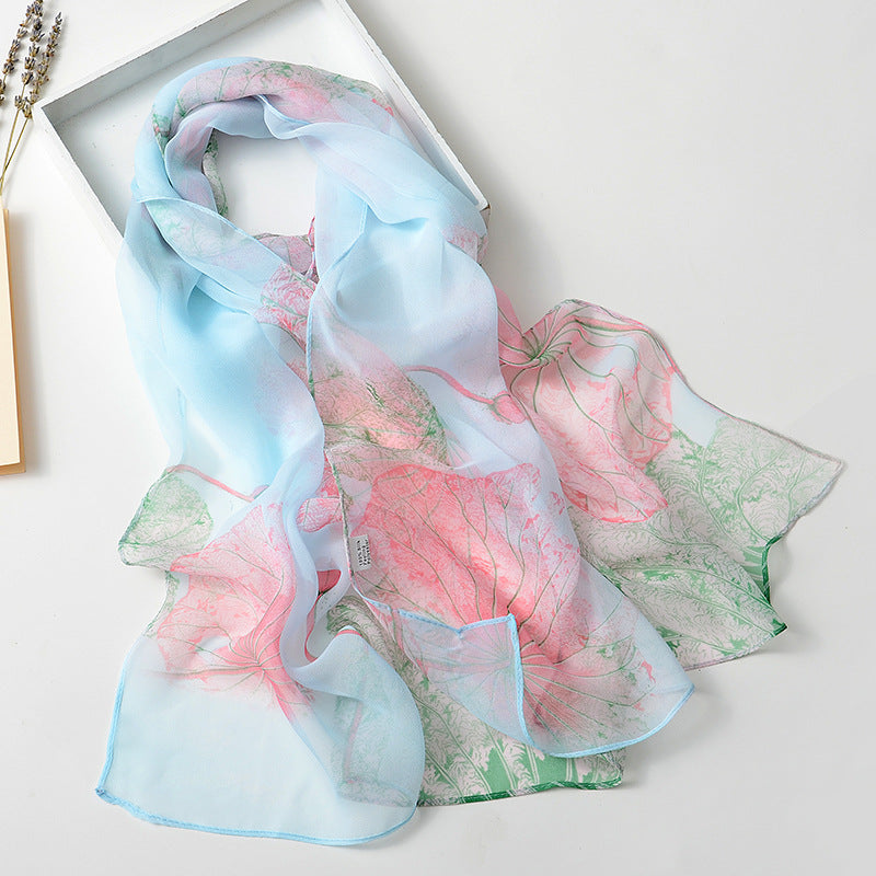 Bufanda con estampado de flor de ciruelo suave de Easide Beach con protector solar de verano