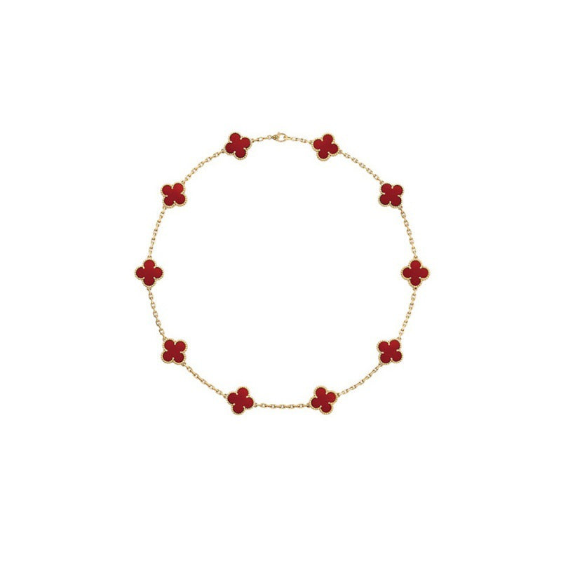 Collar de trébol de cuatro hojas de doble cara para mujer