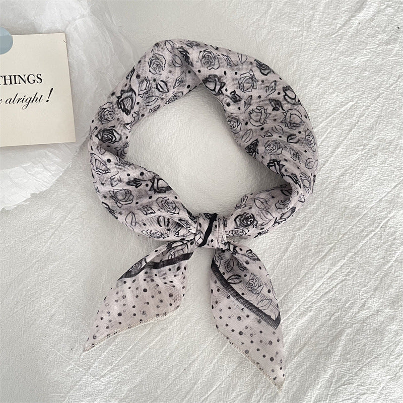 Bufanda floral de lino y algodón de moda de verano para mujer