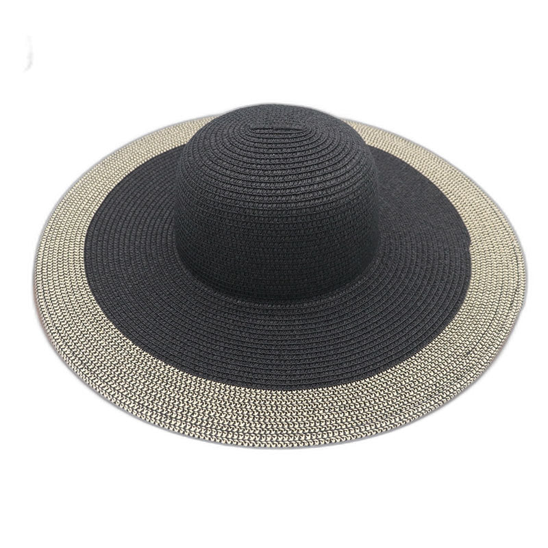 Sombrero de playa de ala grande tejido de paja de moda para mujer