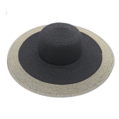 Sombrero de playa de ala grande tejido de paja de moda para mujer