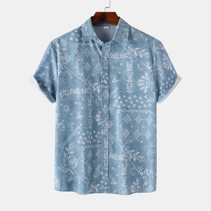 Men Summer Leisure Vacation 3D Flower Print Shirt