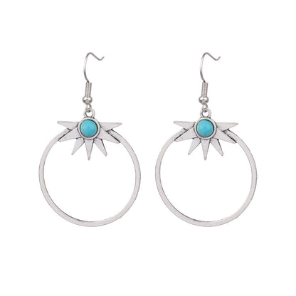 Conjunto de pendientes turquesa retro de estilo étnico bohemio