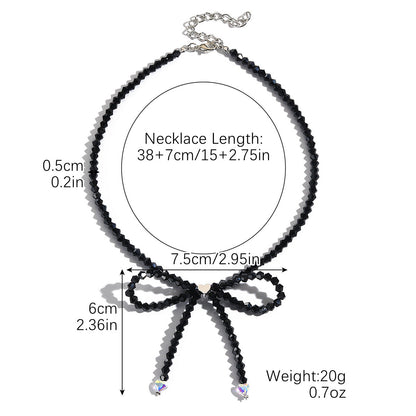 Collar bohemio con cuentas de arroz y lazo para mujer