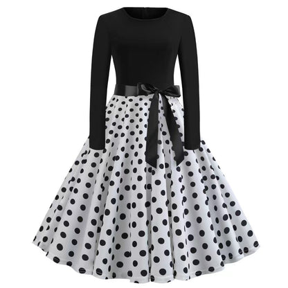 Vestido de manga larga de otoño con estampado de dibujos animados para mujer